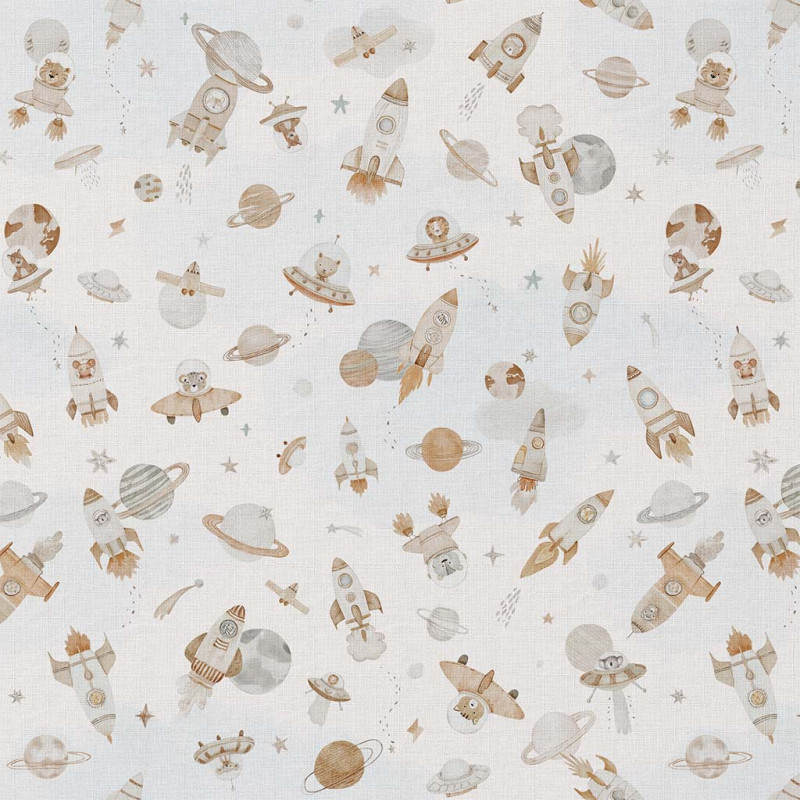 Printed Cotton FUZBUZ Ecru / Natural